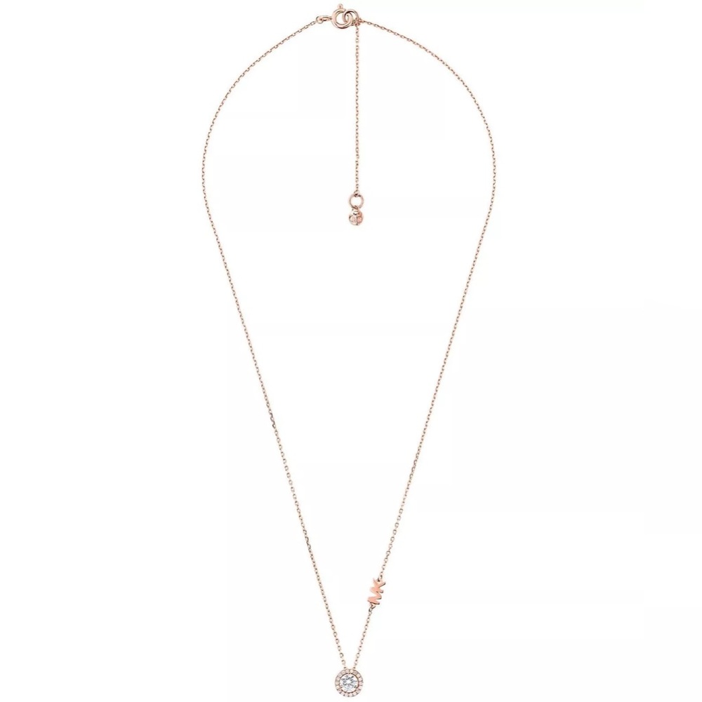 Michael Kors Rose Gold with Crystal Charm Brilliance CZ Pendant Necklace - Picture 3 of 13